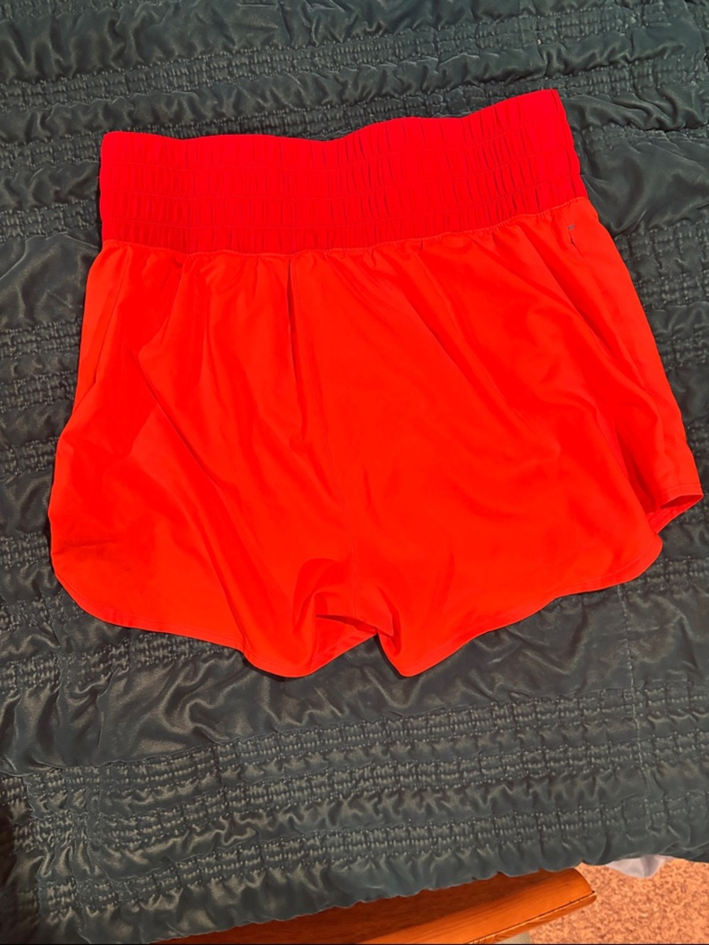 Nike Women's High-Waist Smocked Athletic Shorts - Red - Picture 4 of 4